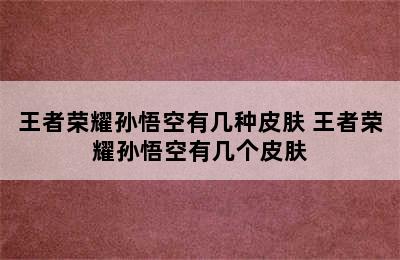 王者荣耀孙悟空有几种皮肤 王者荣耀孙悟空有几个皮肤